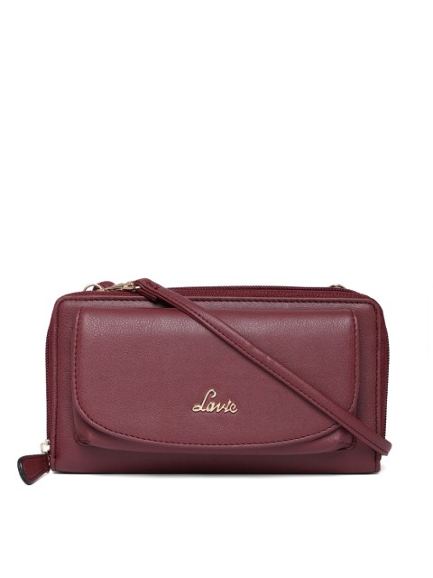 

Lavie Women Burgundy Solid Zip Around Wallet