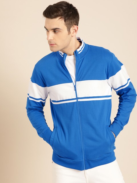 

ether Men Blue & White Colourblocked Sweatshirt