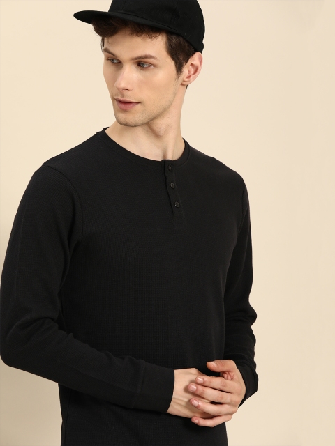 

ether Men Black Self Design Sweatshirt