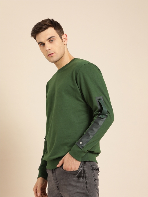 

ether Men Olive Green Solid Sweatshirt