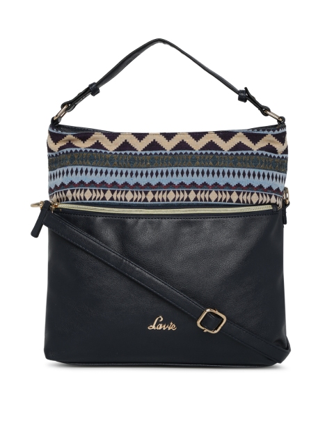 

Lavie Navy Blue Solid Hobo Bag