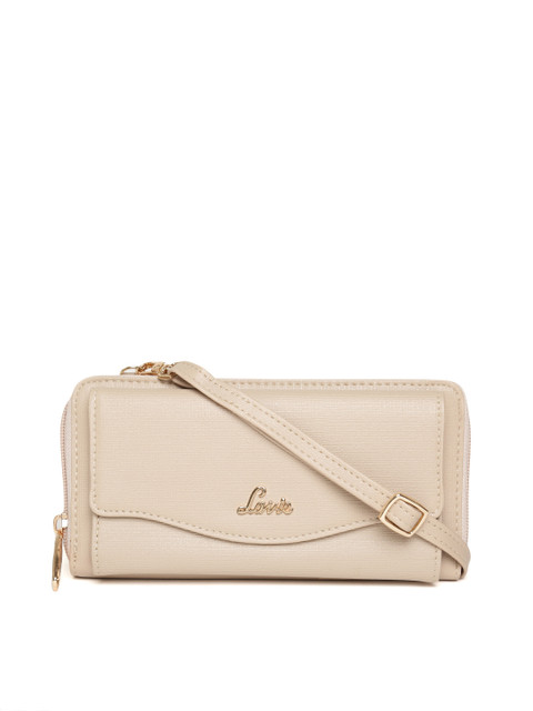 

Lavie Women Beige Solid Zip Around Wallet