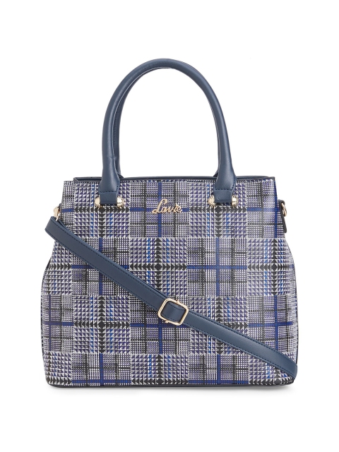 

Lavie Navy Blue & Black Checked Handheld Bag