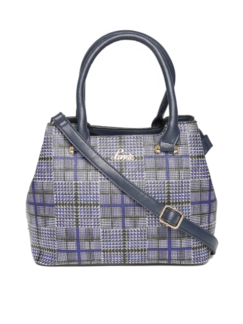 

Lavie Navy Blue & White Checked Handheld Bag