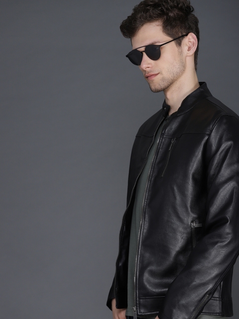 

WROGN Men Black Solid Biker Jacket