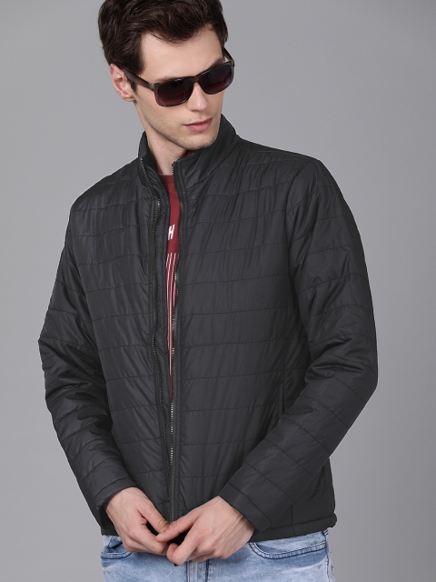 

WROGN Men Black Solid Slim Fit Padded Jacket