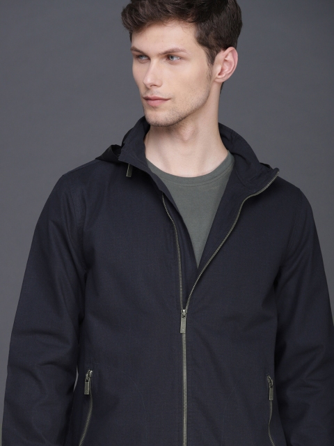 

WROGN Men Navy Blue Solid Bomber Jacket