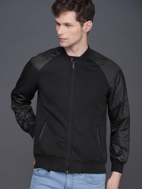 WROGN Men Black Slim Fit Solid Bomber Jacket - buy at the price of $24. ...