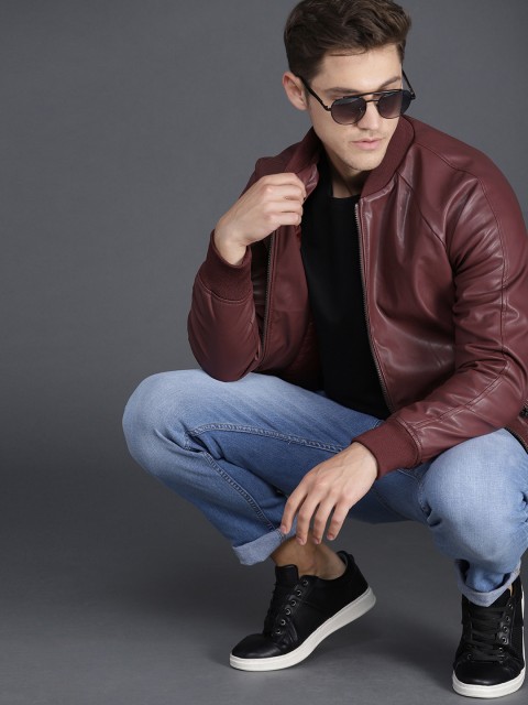 

WROGN Men Maroon Solid Jacket
