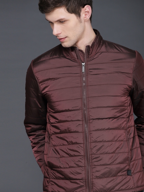 

WROGN Men Burgundy Solid Slim Fit Puffer Jacket