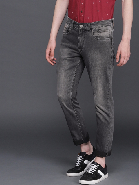 

WROGN Men Grey Slim Fit Mid-Rise Clean Look Stretchable Jeans