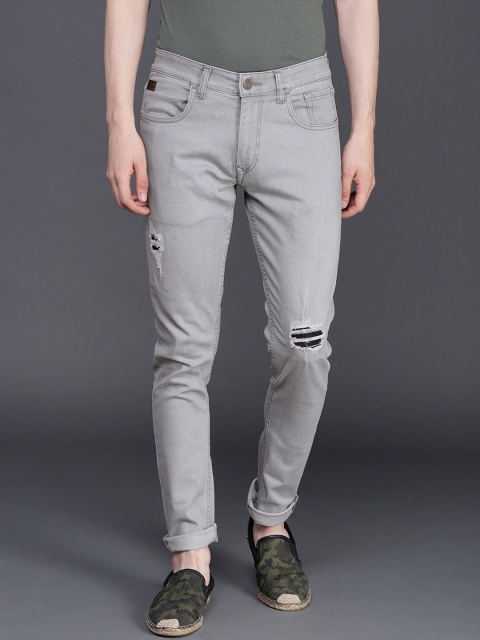 

WROGN Men Grey Slim Fit Mid-Rise Mildly Distressed Stretchable Jeans