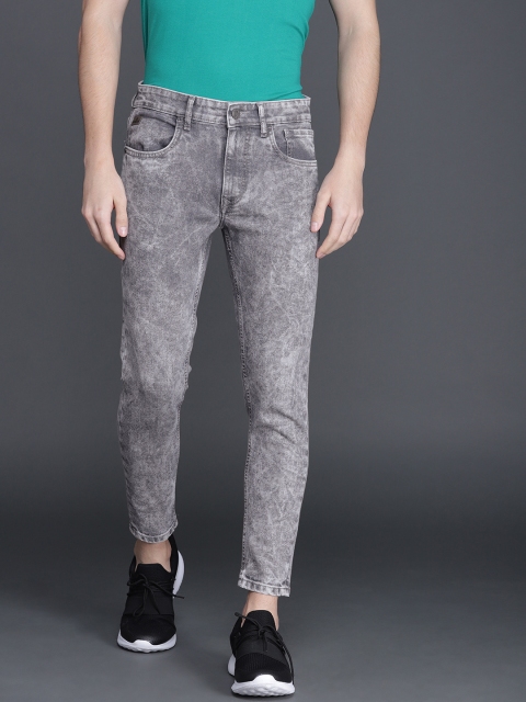 

WROGN Men Charcoal Grey Tapered Fit Mid-Rise Clean Look Stretchable Jeans