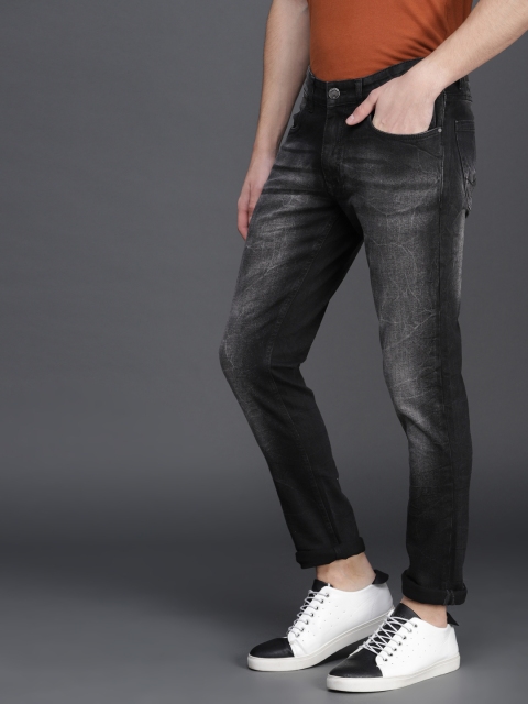 

WROGN Men Charcoal Grey Slim Fit Mid-Rise Clean Look Stretchable Jeans