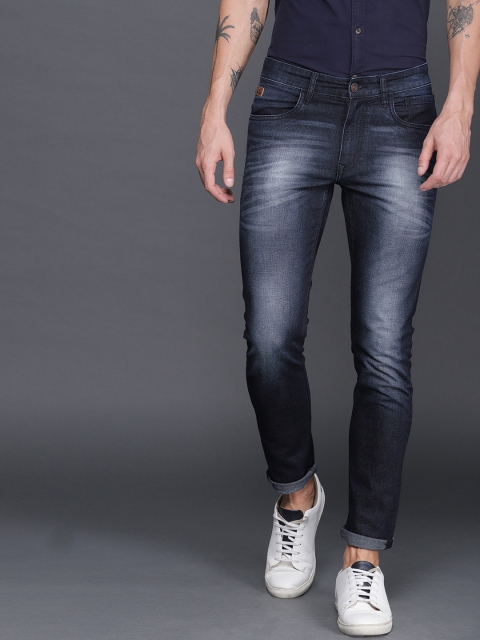 

WROGN Men Navy Blue Slim Fit Mid-Rise Clean Look Stretchable Jeans