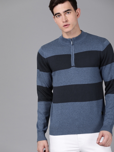 

WROGN Men Blue Colourblocked Slim Fit Sweatshirt