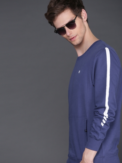 

WROGN Men Navy Blue Slim Fit Solid Pullover Sweatshirt