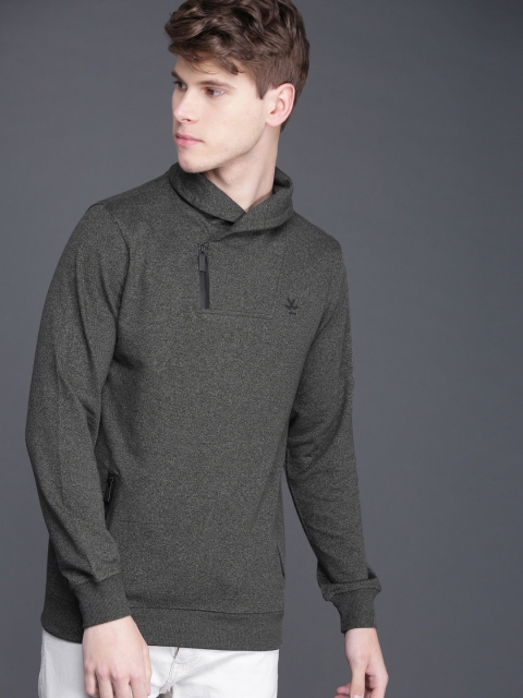 

WROGN Men Charcoal Grey Slim Fit Solid Hooded Sweatshirt