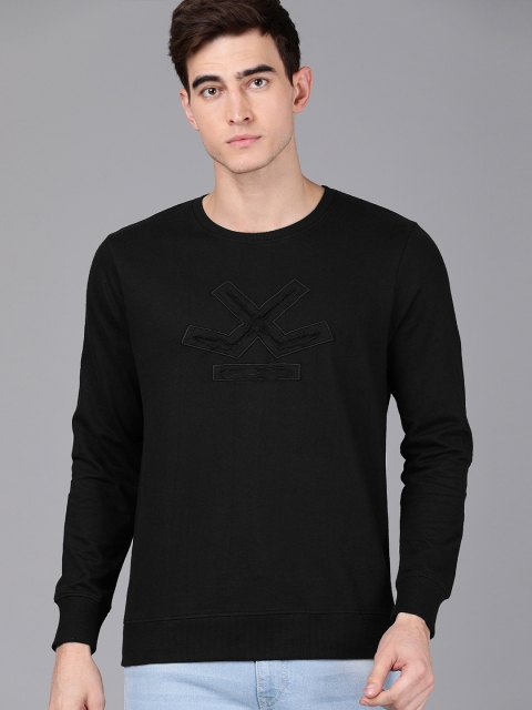 

WROGN Men Black Slim Fit Solid Pullover Sweatshirt