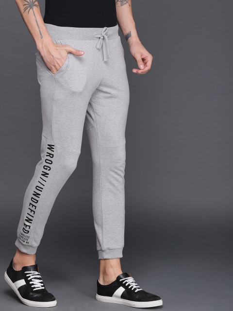 

WROGN Men Grey Melange Solid Straight Fit Track Pant