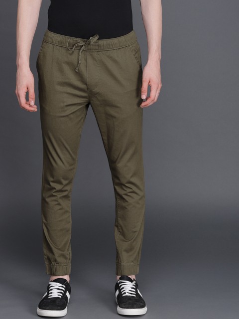 

WROGN Men Olive Green Regular Fit Solid Joggers