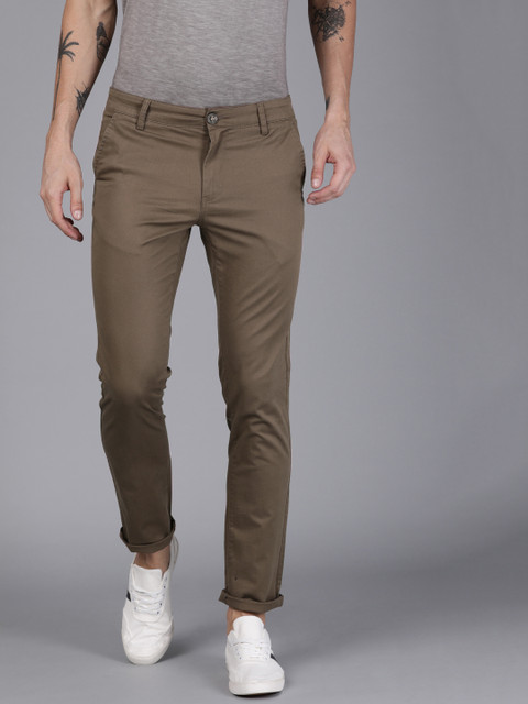 

WROGN Men Brown Slim Fit Solid Chinos
