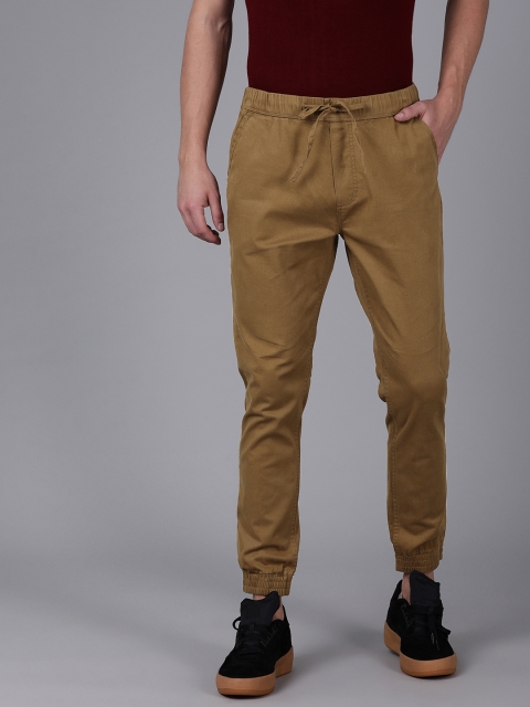 

WROGN Men Khaki Slim Fit Solid Joggers