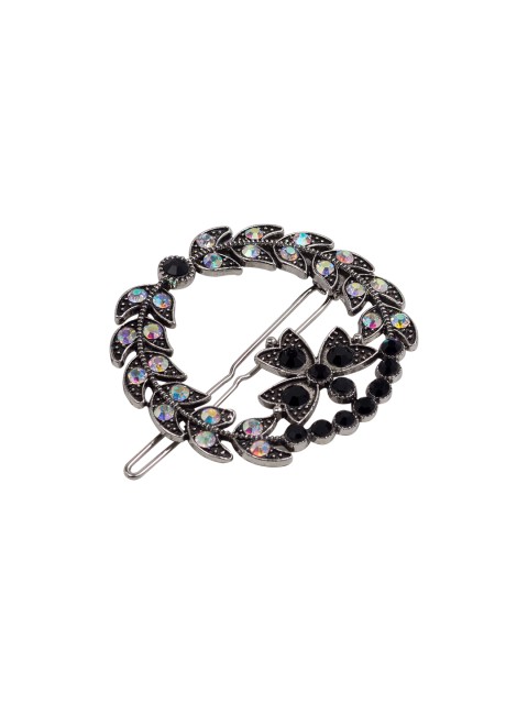 

Golden Peacock Black Round Hair Clip