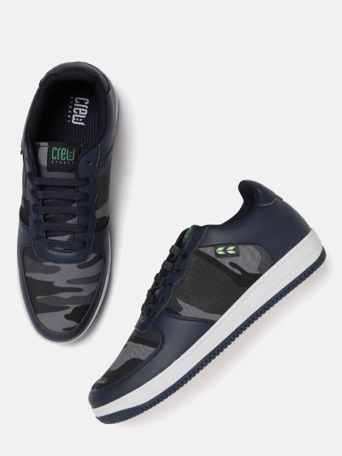 

Crew STREET Men Navy & Charcoal Grey Camouflage Print Sneakers, Navy blue