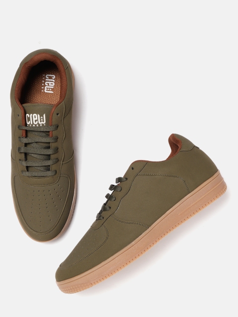 

Crew STREET Men Olive Green Perforated Sneakers