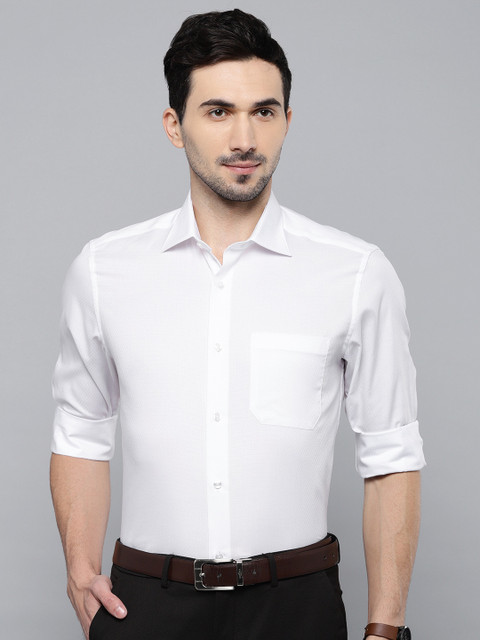 

Louis Philippe Men White Classic Regular Fit Self Design Permapress finest wrinkle free Formal Shirt