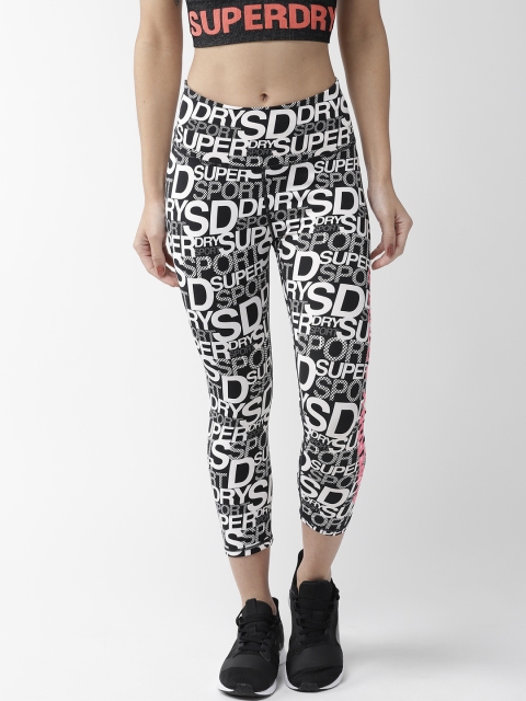 

Superdry Women Black & White Printed Cropped Tights