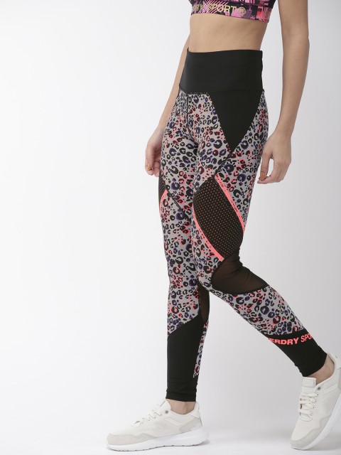 

Superdry Women Black & Grey Animal Printed Tights