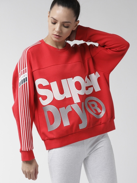 

Superdry Women Red & White Printed Sweatshirt