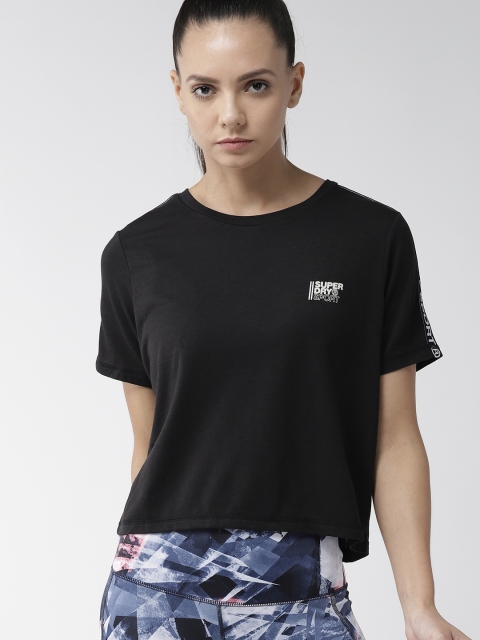 

Superdry Women Black Solid Round Neck Boxy T-shirt
