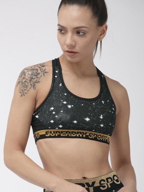 

Superdry Black Printed Non-Wired Lightly Padded Sports Bra GS30041AR