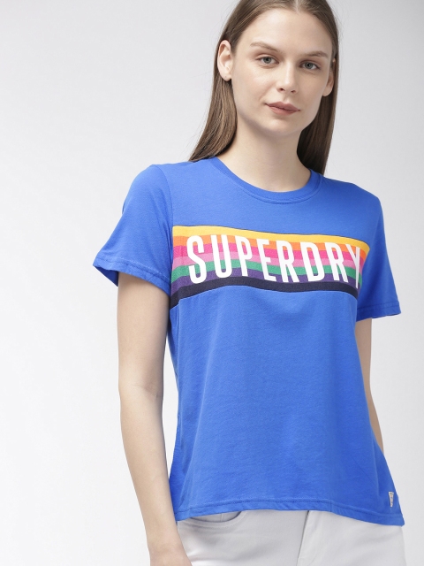 

Superdry Women Blue Printed Top