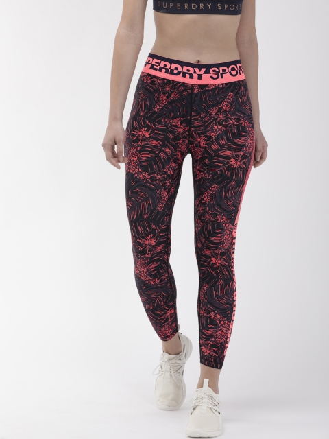 

Superdry Women Black & Pink Printed Tights