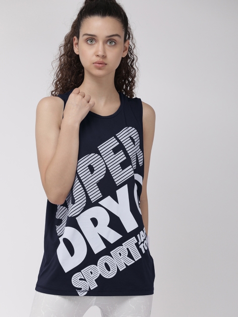 

Superdry Women Navy Blue Printed Tank Top GS3233TT