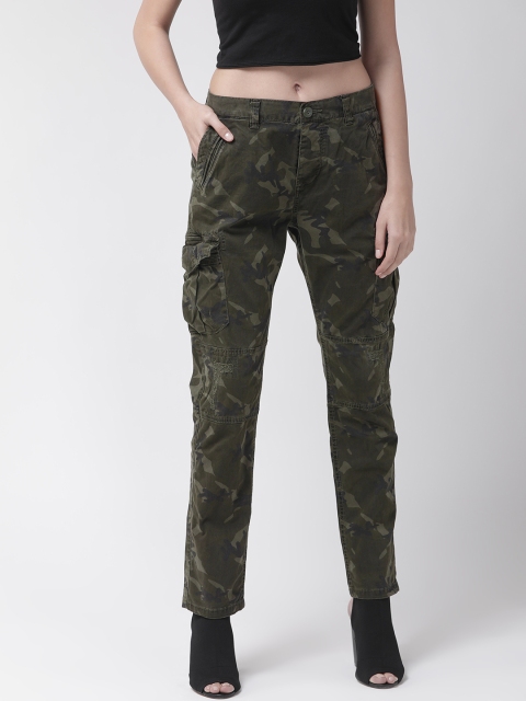 

Superdry Women Olive Green Camouflage Print Cargo Trousers