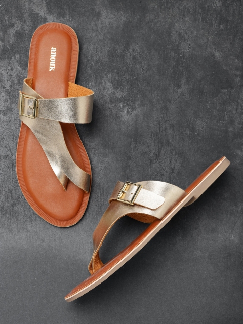 

Anouk Women Gold-Toned Solid One Toe Flats