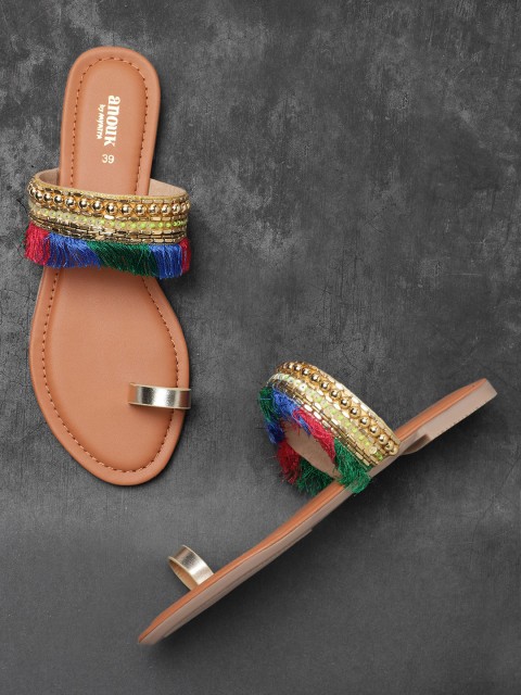 

Anouk Women Multicoloured Embellished One Toe Flats, Multi