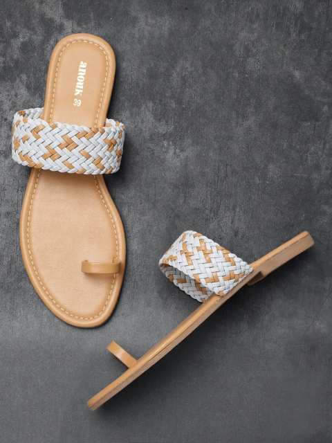 

Anouk Women Light Blue Woven Design One Toe Flats