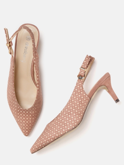 

DressBerry Women Dusty Pink & Beige Textured Pumps