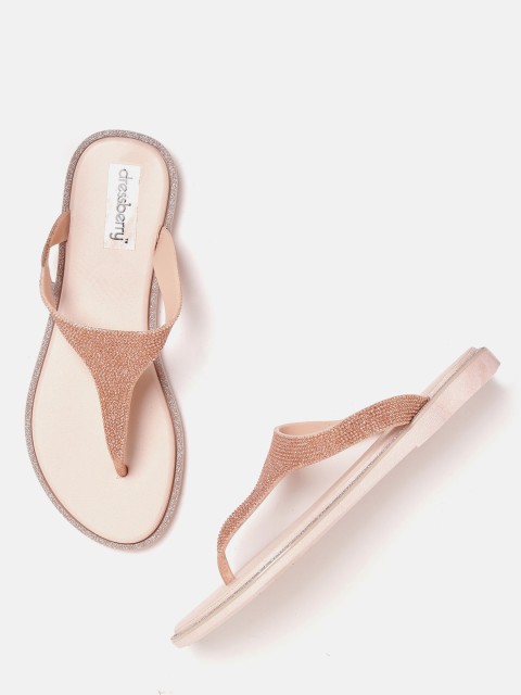 

DressBerry Women Pink Embellished T-Strap Flats