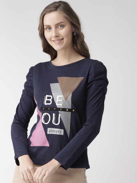 

Madame Women Navy Blue Printed Top