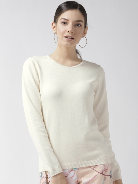 

Madame Women Off-White Solid Sweater