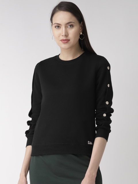 

Madame Women Black Solid Sweatshirt