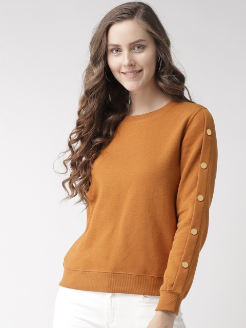

Madame Women Mustard Brown Solid Sweatshirt