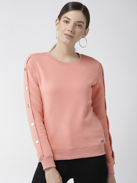 

Madame Women Pink Solid Sweatshirt